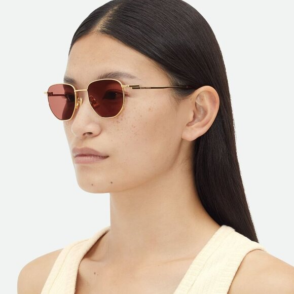 Bottega Veneta BV1301S 003 BRAND NEW Sunglasses Gold Brown Split Panthos Unisex main image 5